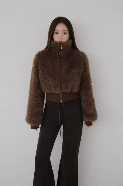 Fluffy Bear Cropped Jacket