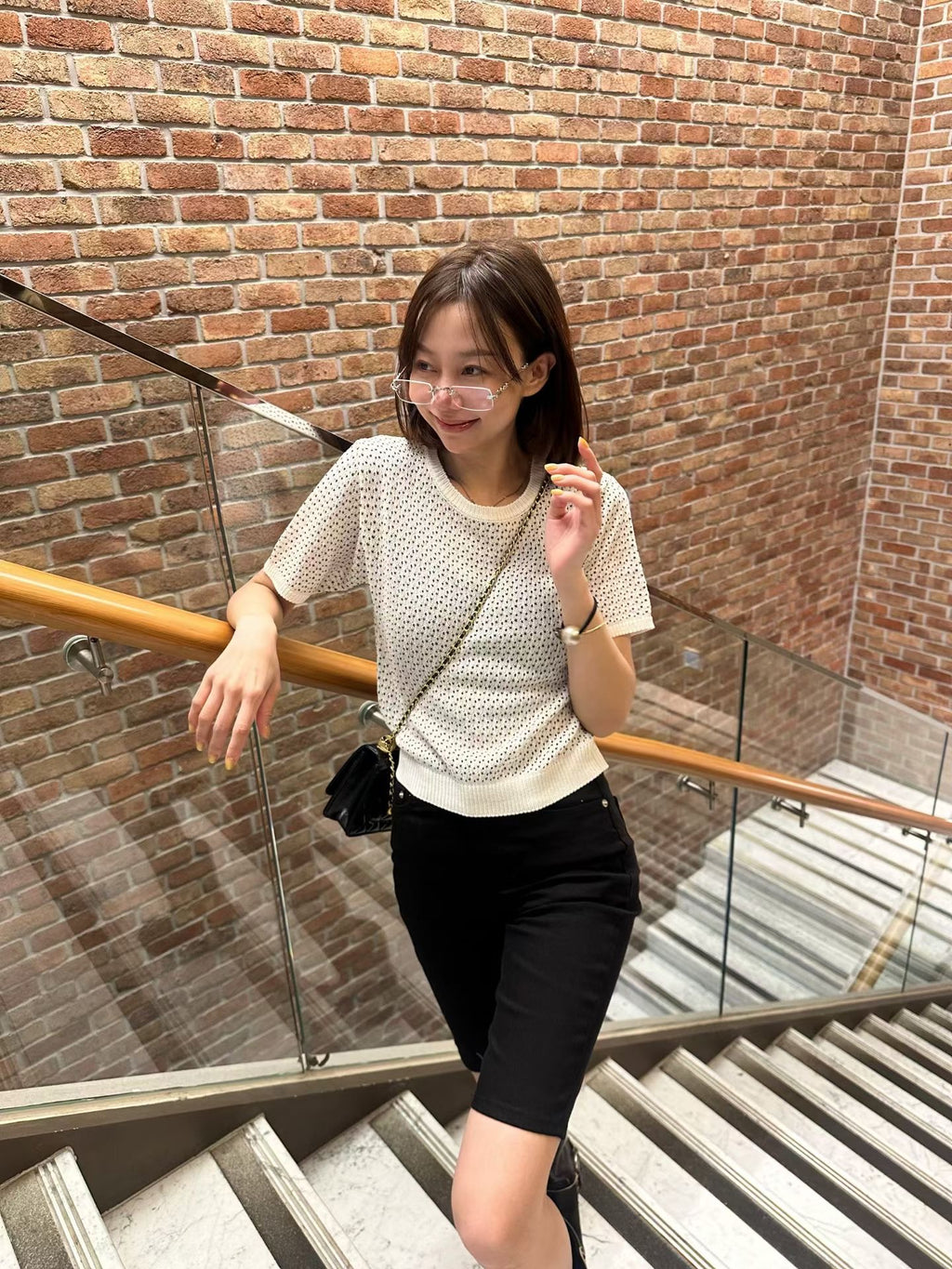 Dotted Knitted T Top