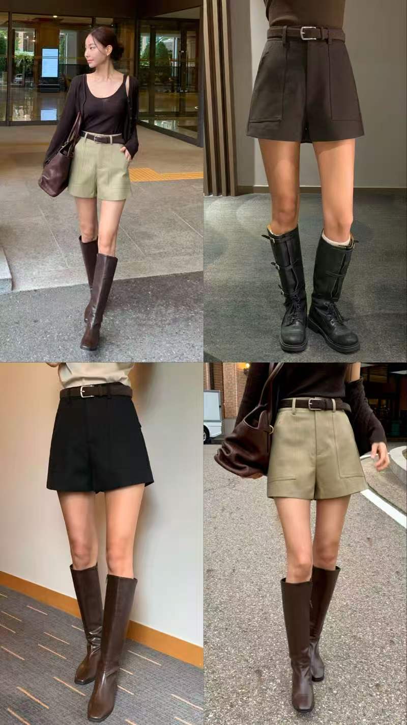 Belted High Waist Cargo Shorts