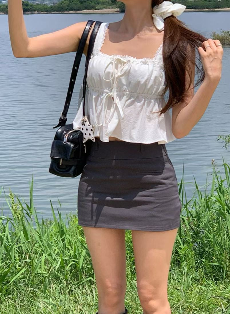 Lace Tied Basic Tank Top