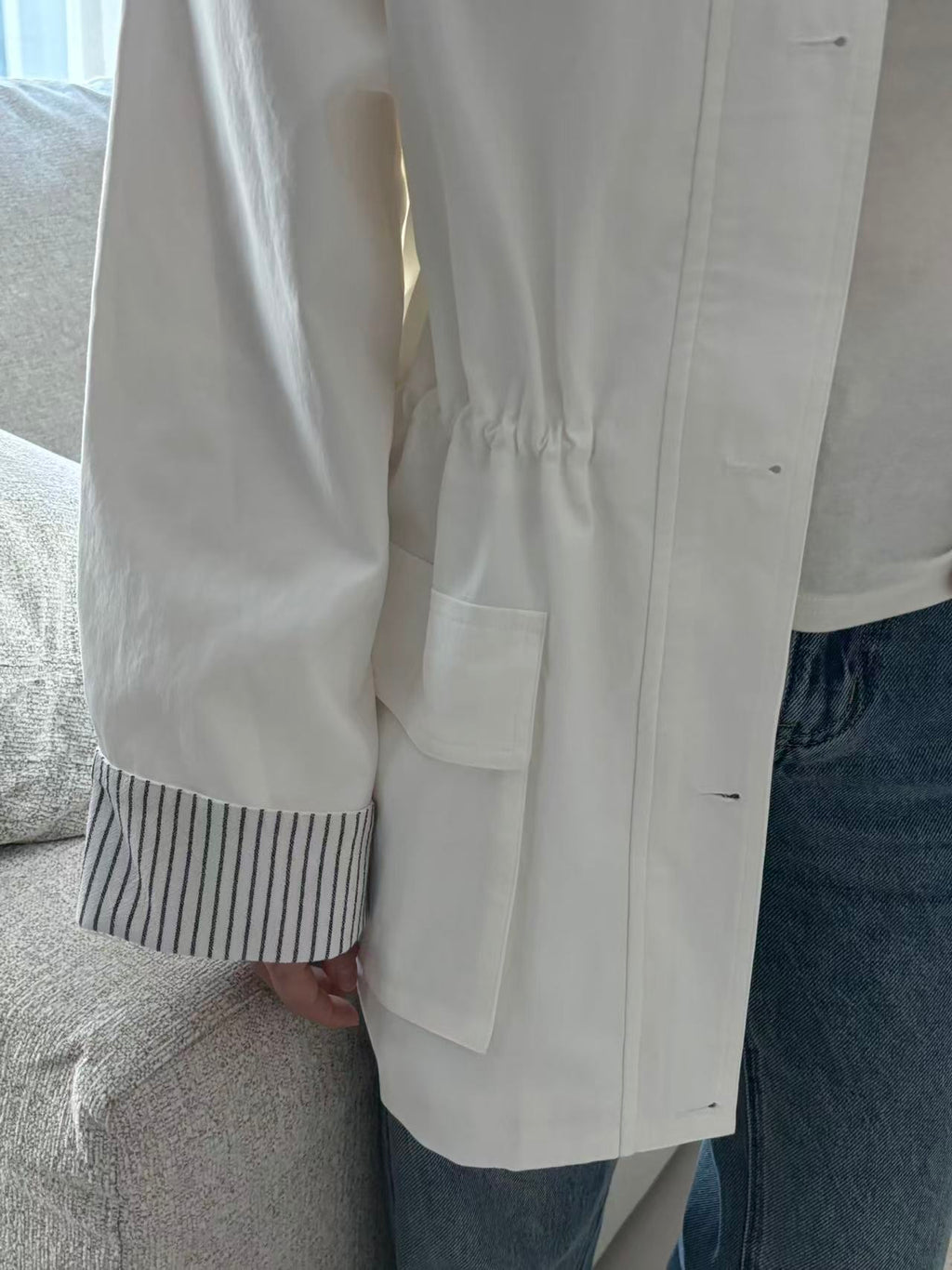 Mix Shirt Layered Trench Coat