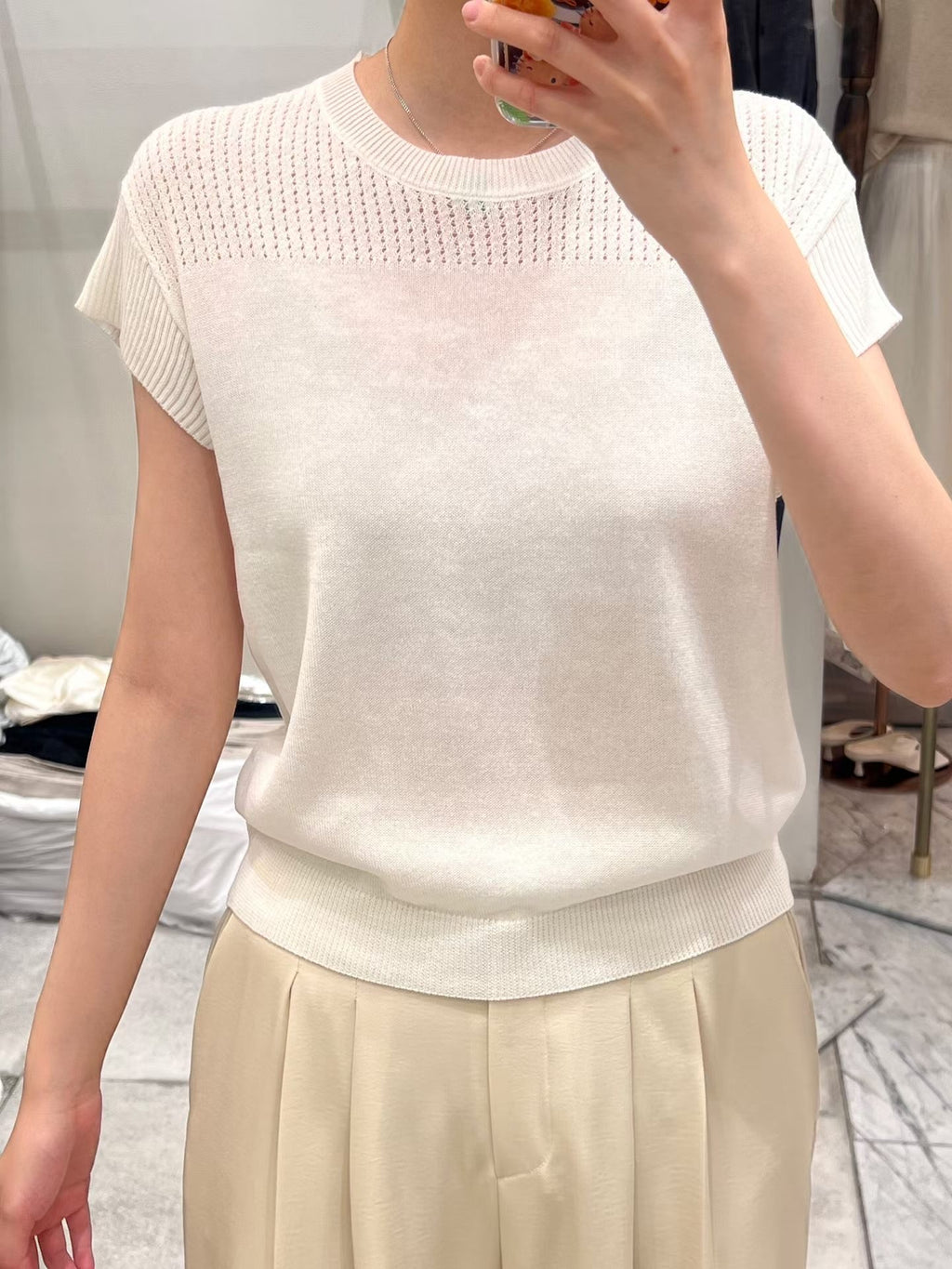 Knitted Dotted T Top