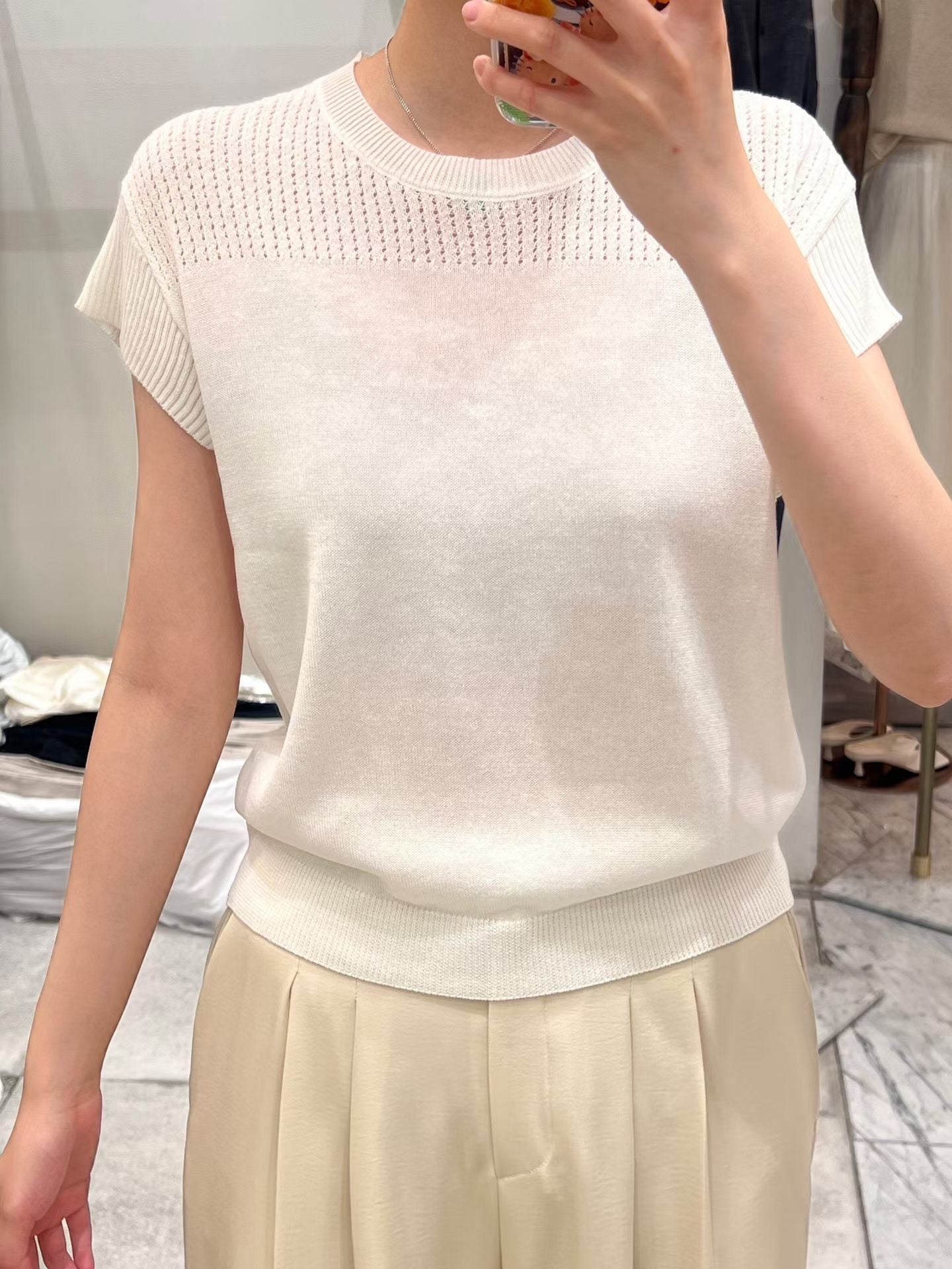 Knitted Dotted T Top