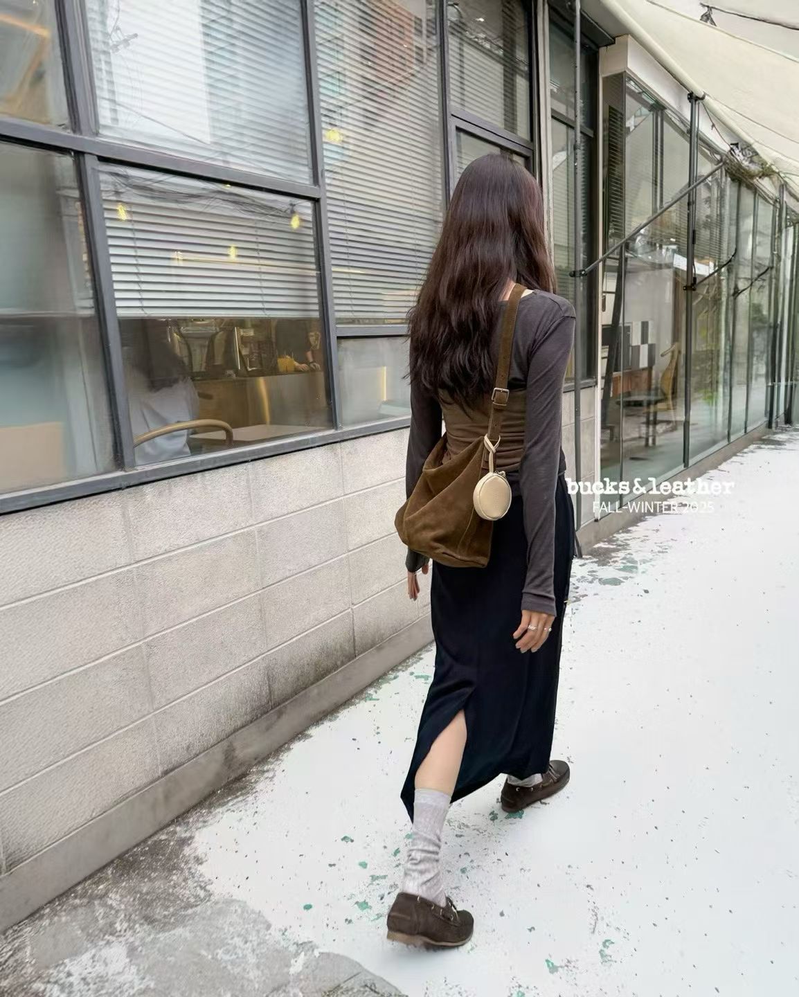 Suede Flap Bag with Zip