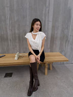 Cowl Neck Cap Sleeve Top