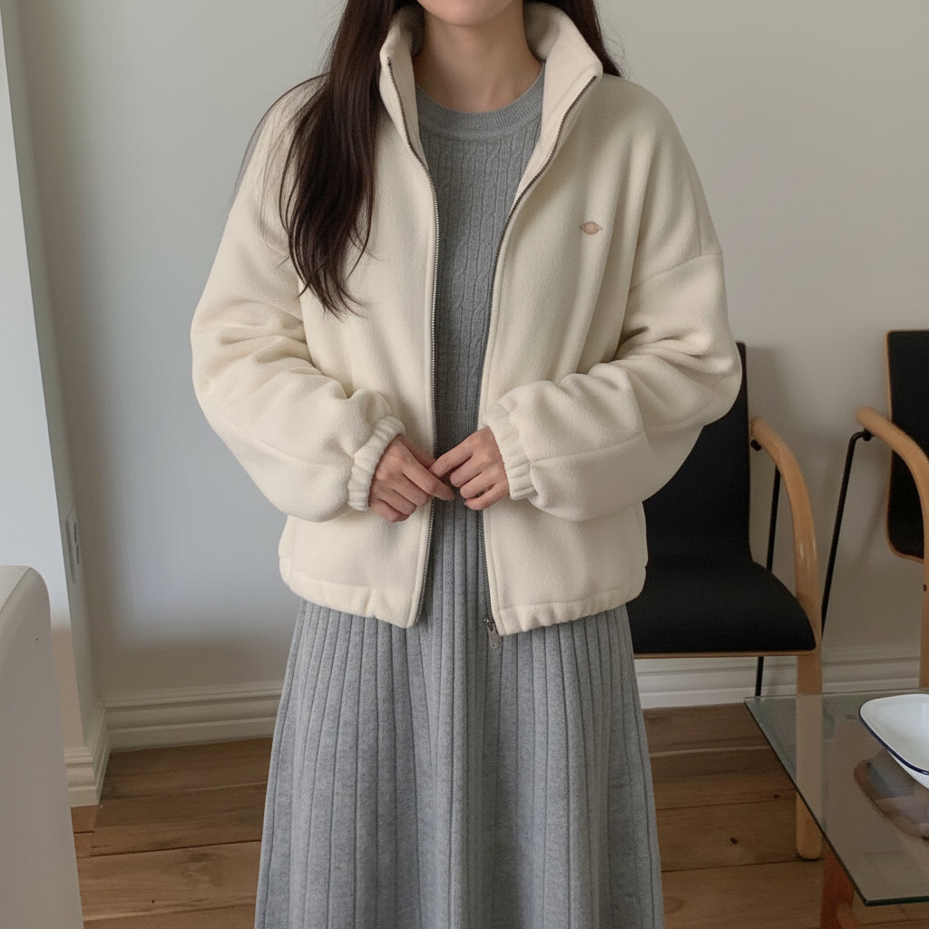 Zipped Up Fluffy Sweatshirt