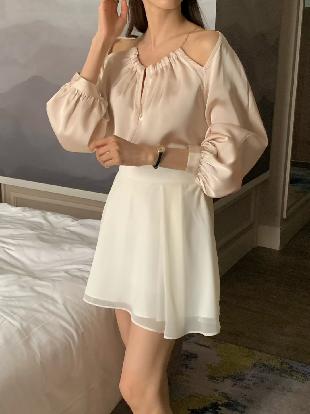 Silky V Off Shoulder Shirt