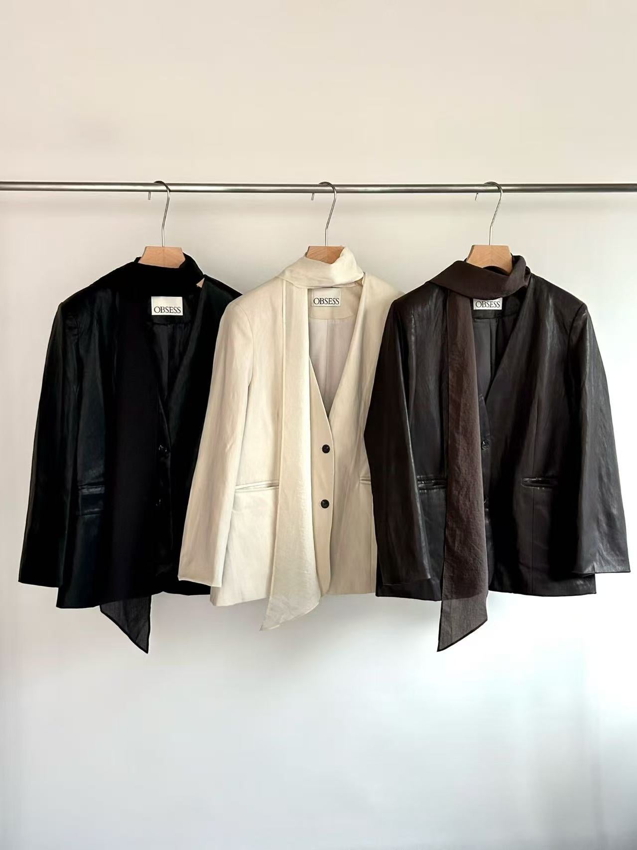 Soft Ribbon Leather Jacket