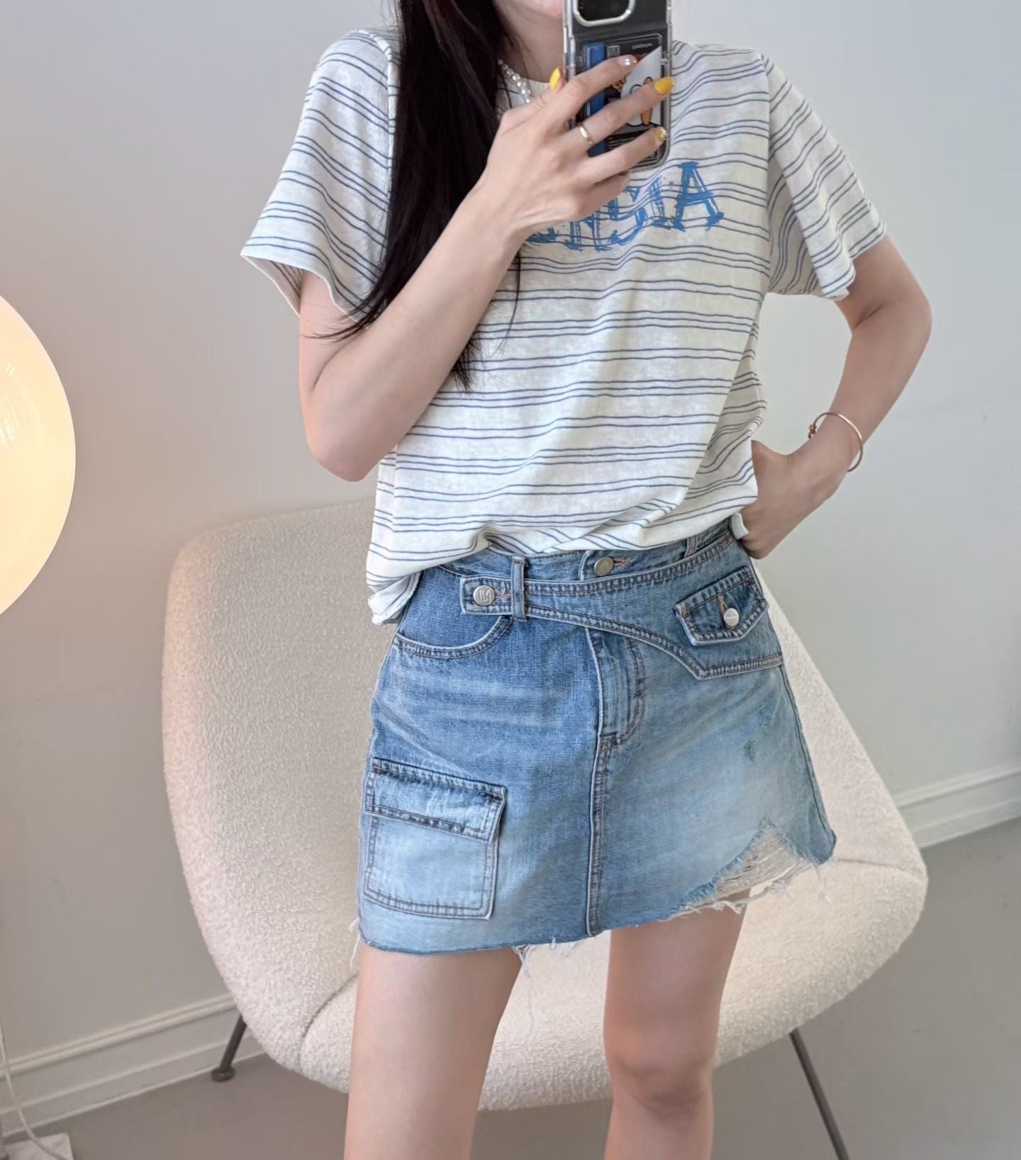 Pocket Button Denim Skirt Shorts