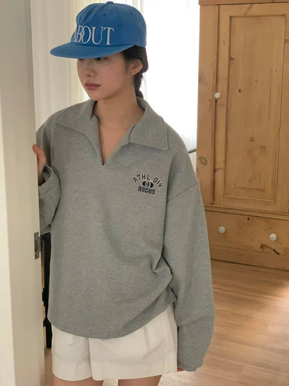 V Neck Collar Sweatshirt