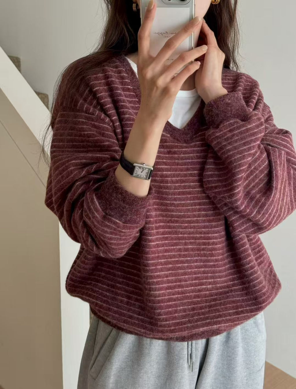 Stripe V-Neck Top