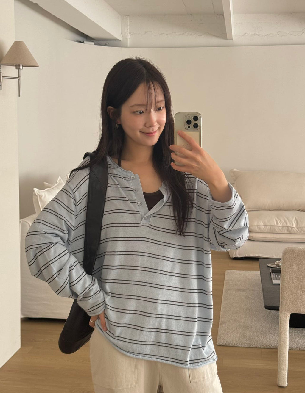 Stripe Button Top