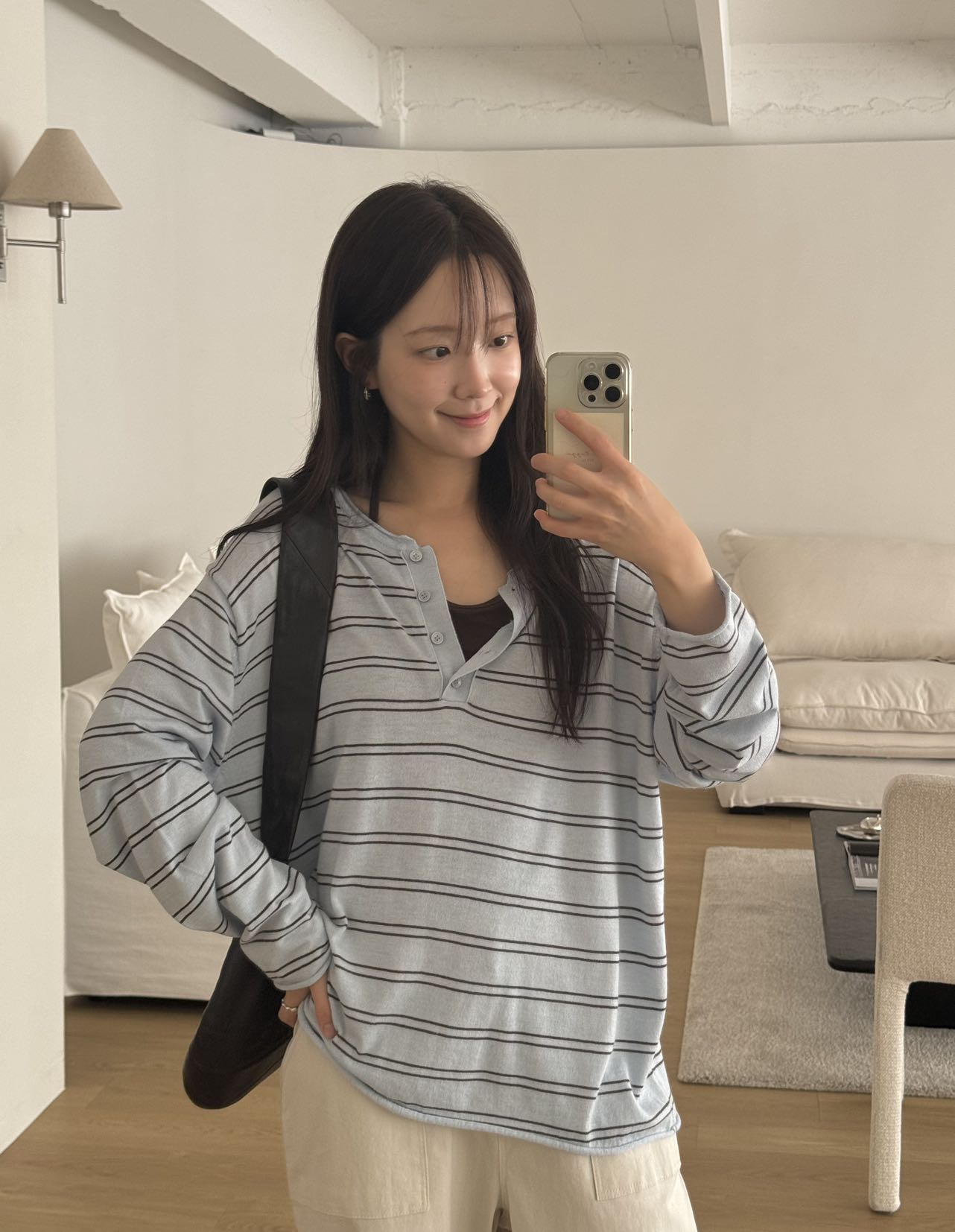 Stripe Button Top