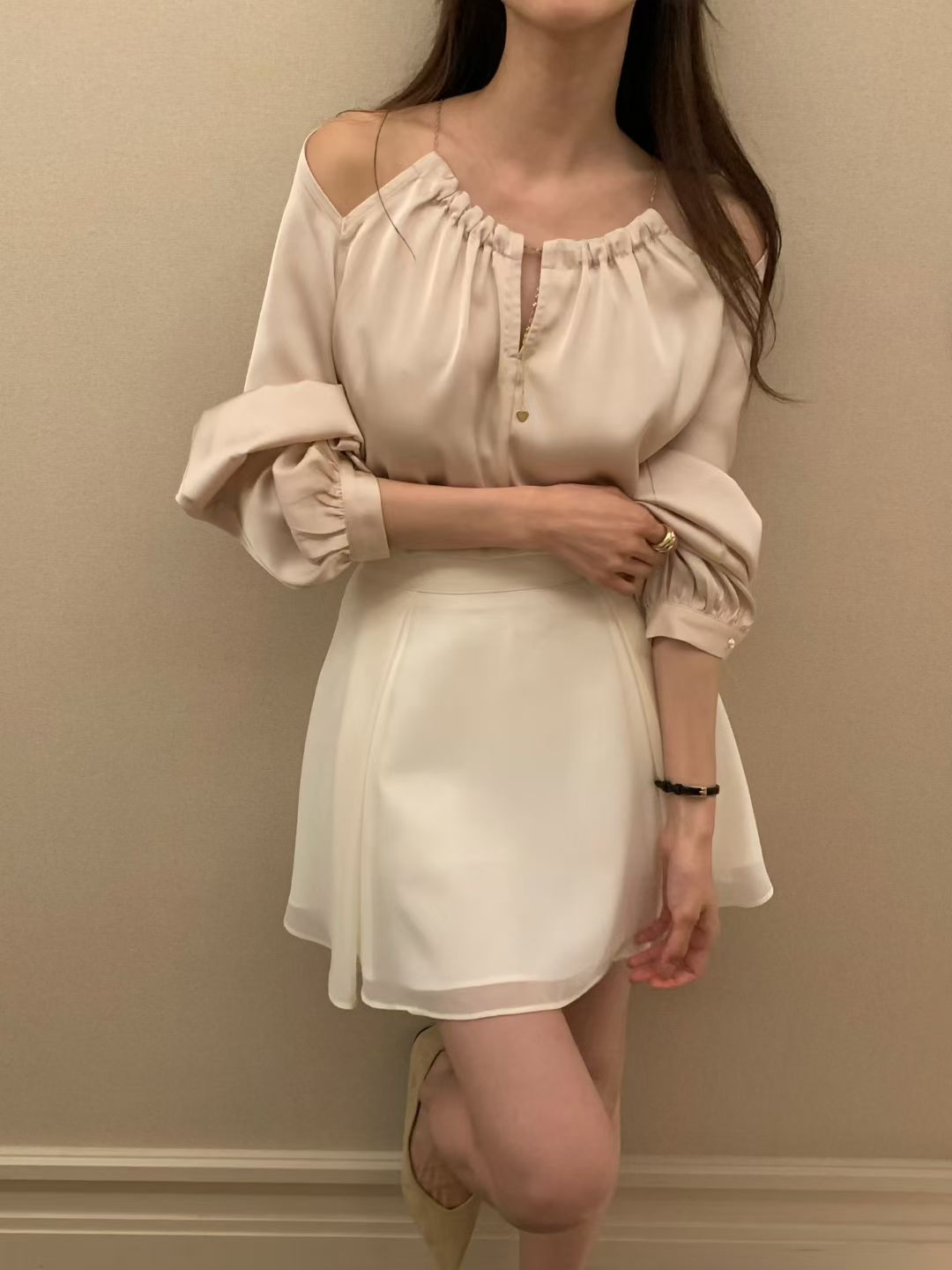 Silky V Off Shoulder Shirt