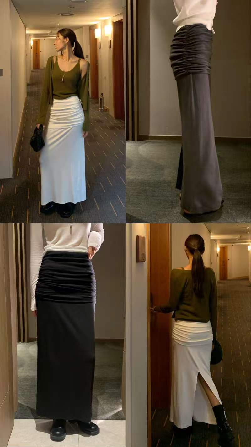 Ruched Waist Midi Skirt