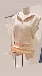 Hooded Zip Up Vest Set