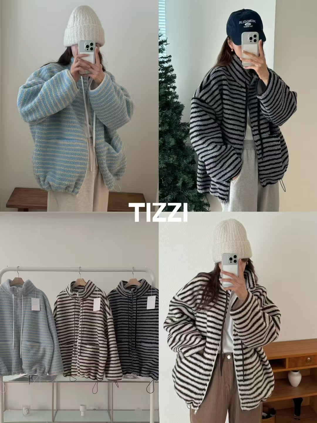 Stripe Stand Collar Jacket