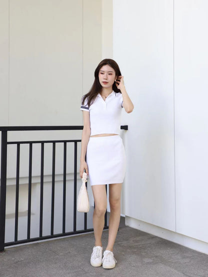 Polo T Top with Skirt Set