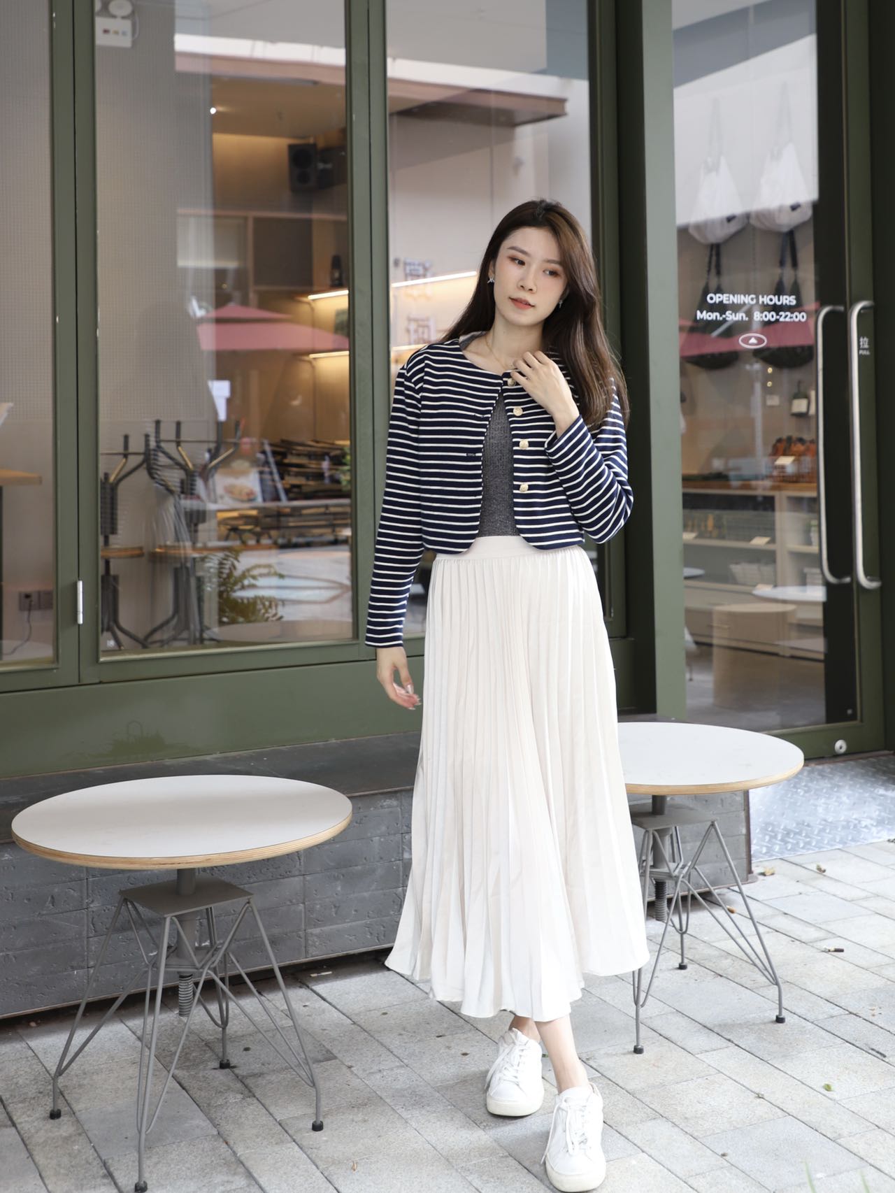 Striped & Gold Button Cardigan