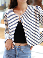 Striped & Gold Button Cardigan
