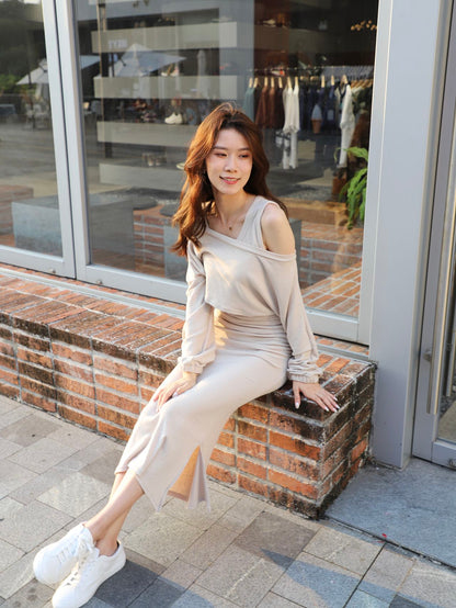 Cross Strap Cardigan & Maxi Dress Set