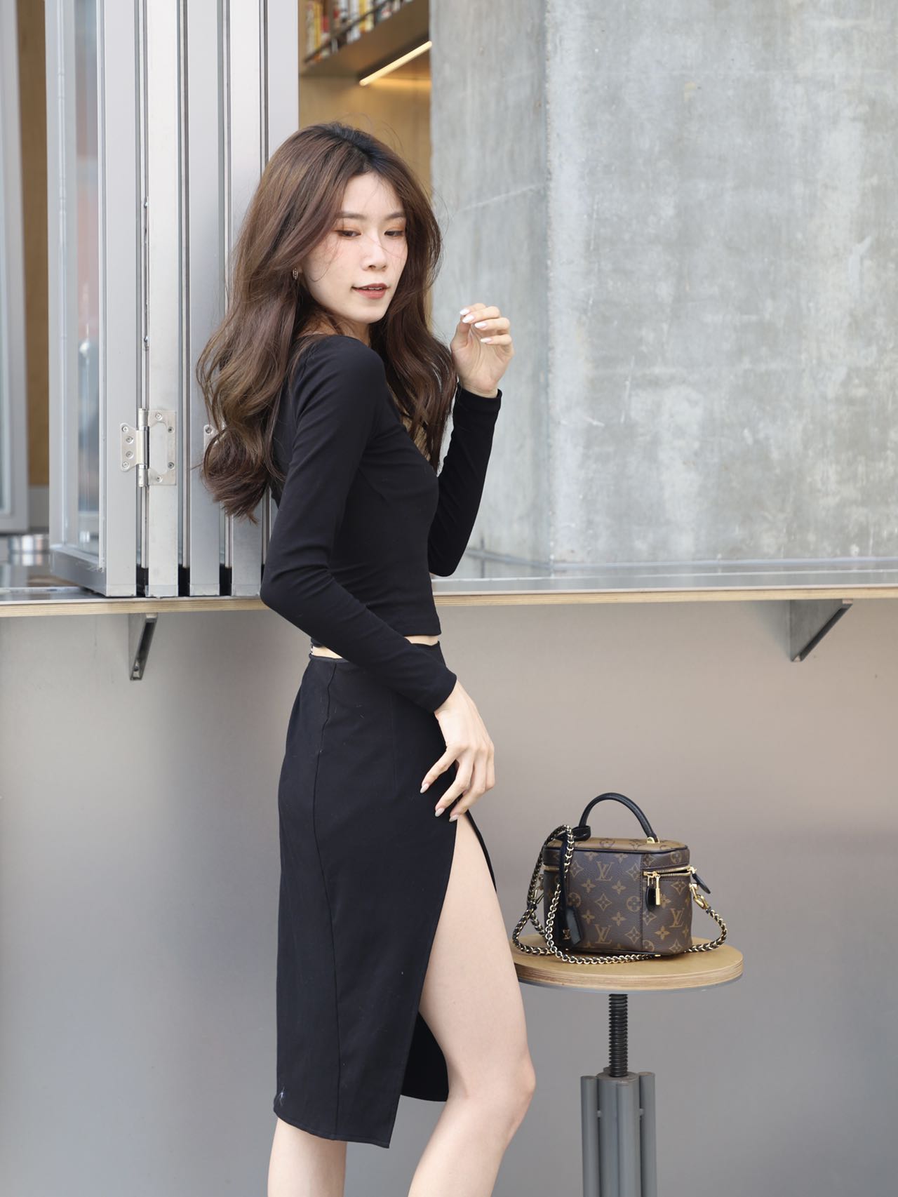 [Own Design] V Neck Skirt Set