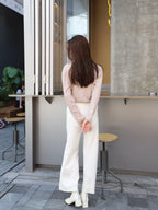 Knitted Wide Leg Straight Pants