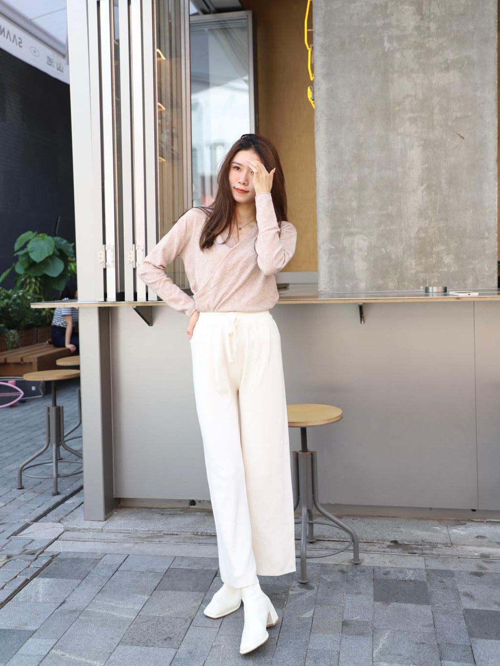 Knitted Wide Leg Straight Pants