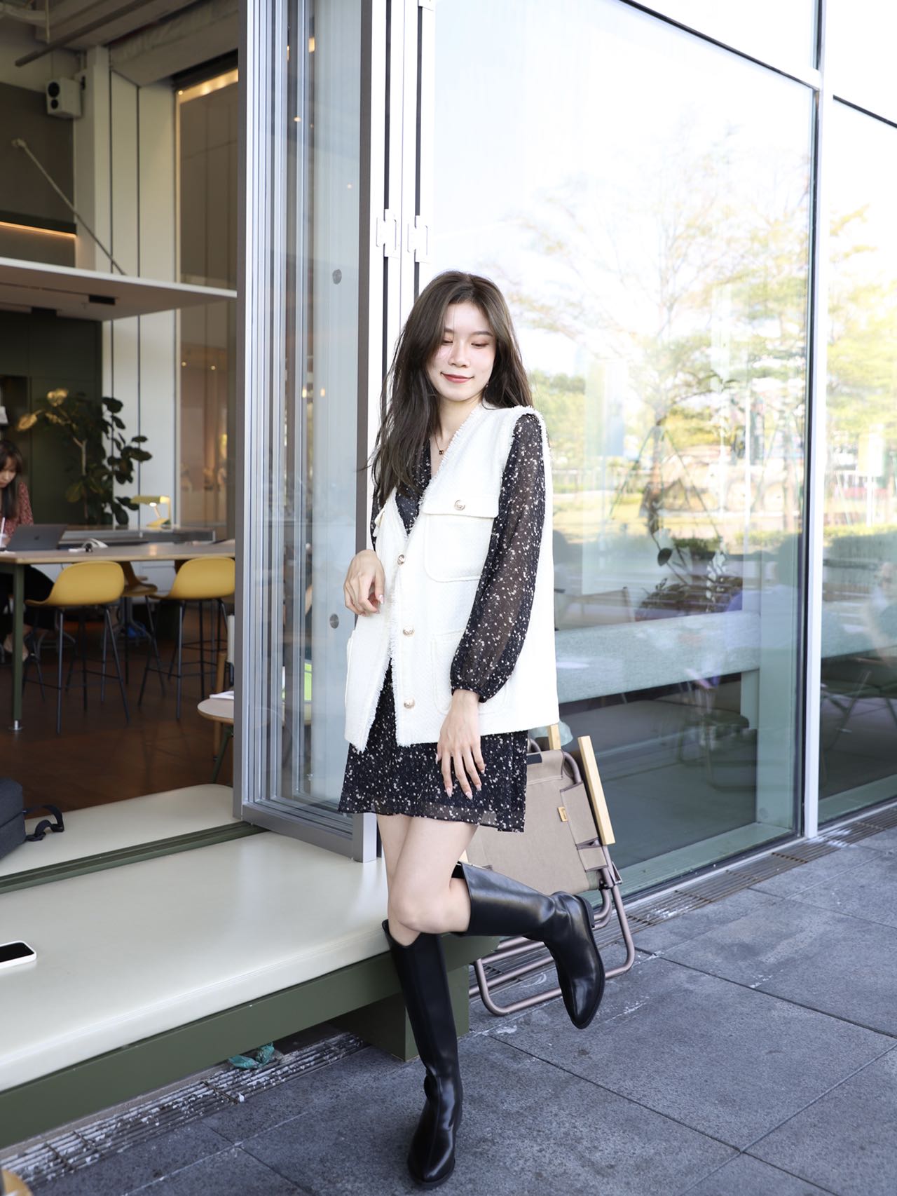 Tweed Pearl Button Vest