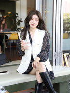 Tweed Pearl Button Vest