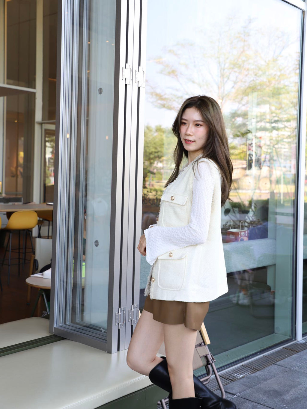 Tweed Pearl Button Vest