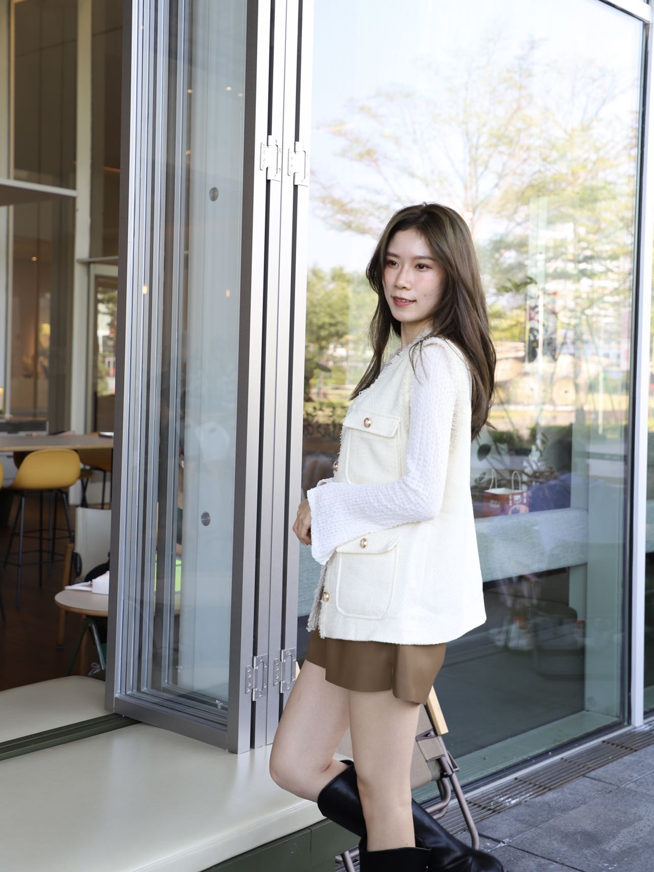 Tweed Pearl Button Vest