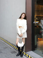 Zip Up Collar Neck Long Sleeves Sweater