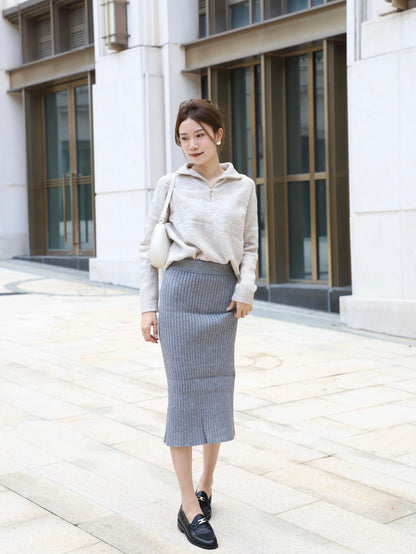 Knitted Tight Pencil Maxi Skirt