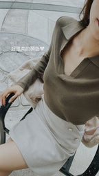 Basic Collar Neck Long Sleeves T-Shirt