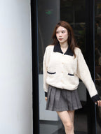 Collar Neck & Gold Button Oversized Cardigan