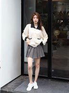 Collar Neck & Gold Button Oversized Cardigan