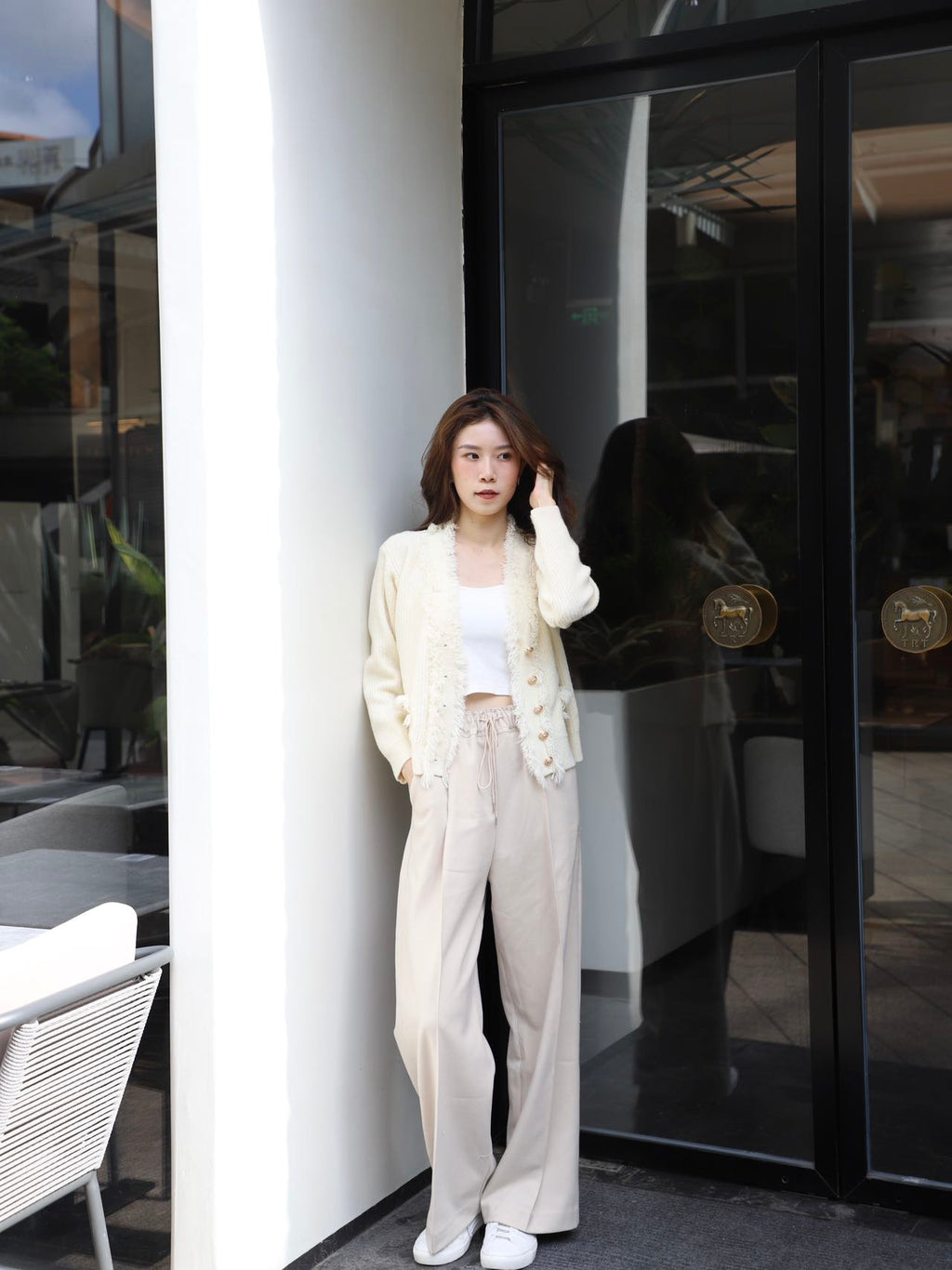 Wide Leg Straight Wool Pants