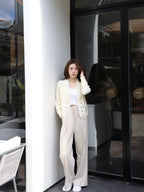Wide Leg Straight Wool Pants