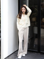 Wide Leg Straight Wool Pants