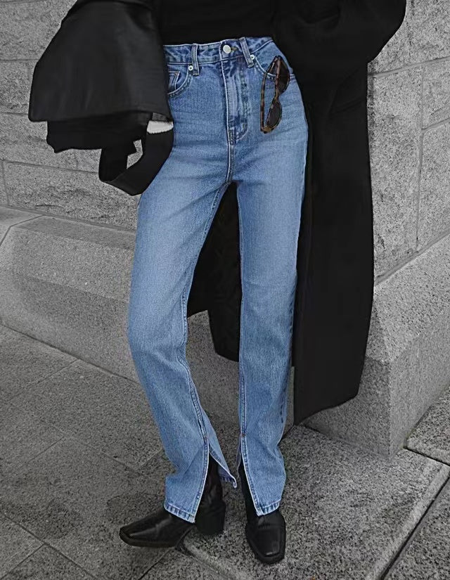 High-rise Straight Denim Jeans