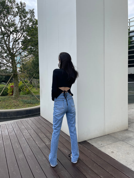 High-rise Straight Denim Jeans