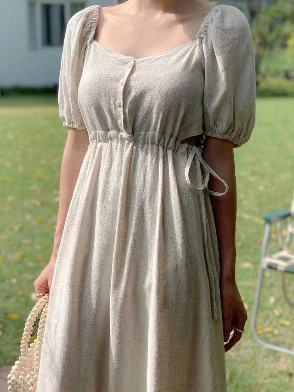 2 Styles Linen Midi Dress
