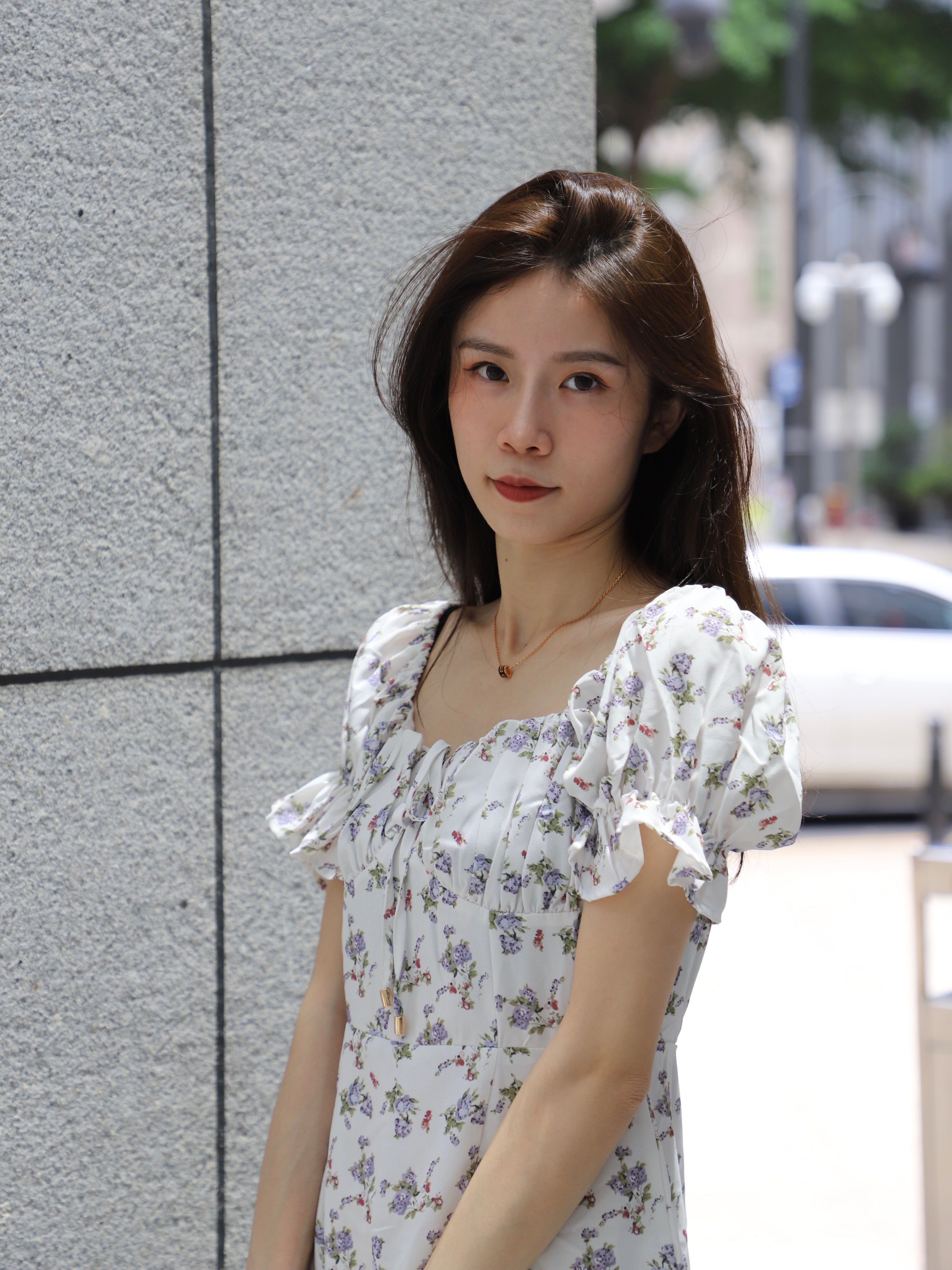 Puff Sleeve White Floral Mini Dress