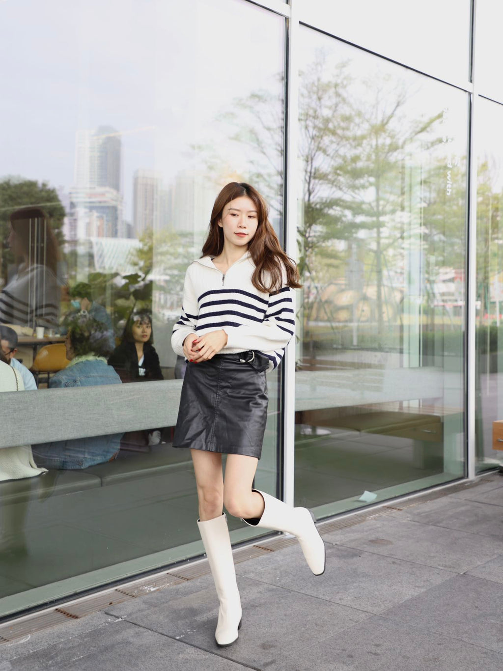 Striped Zip Up Long Sleeves Sweater