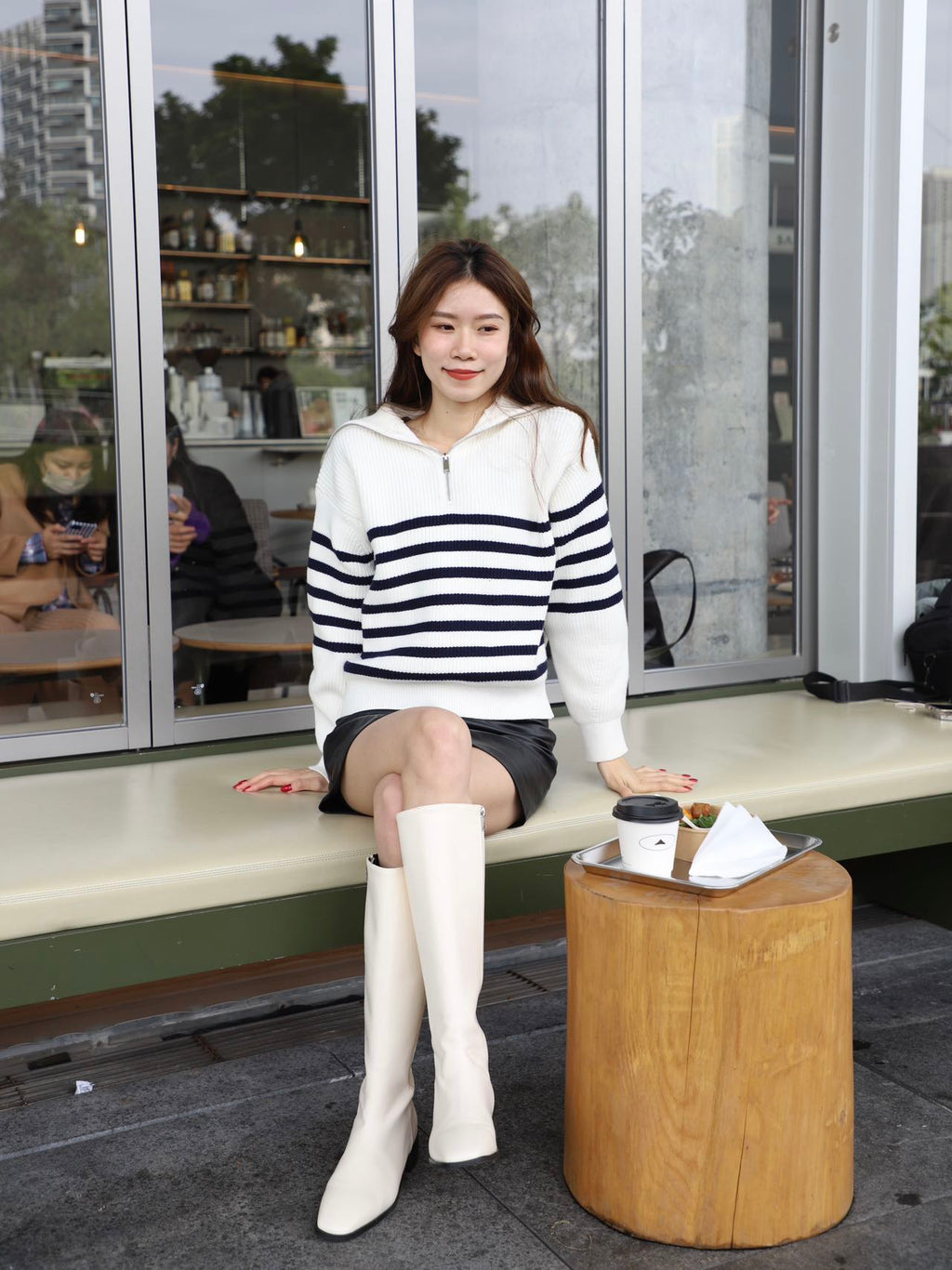 Striped Zip Up Long Sleeves Sweater