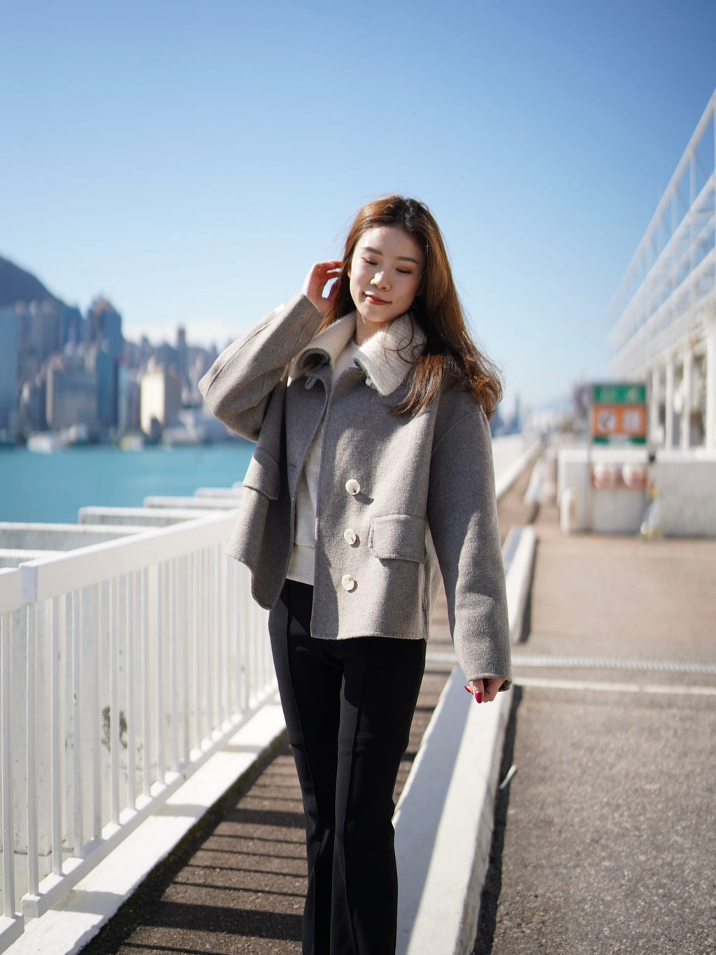 Collar Neck Designed Wool Jacket
