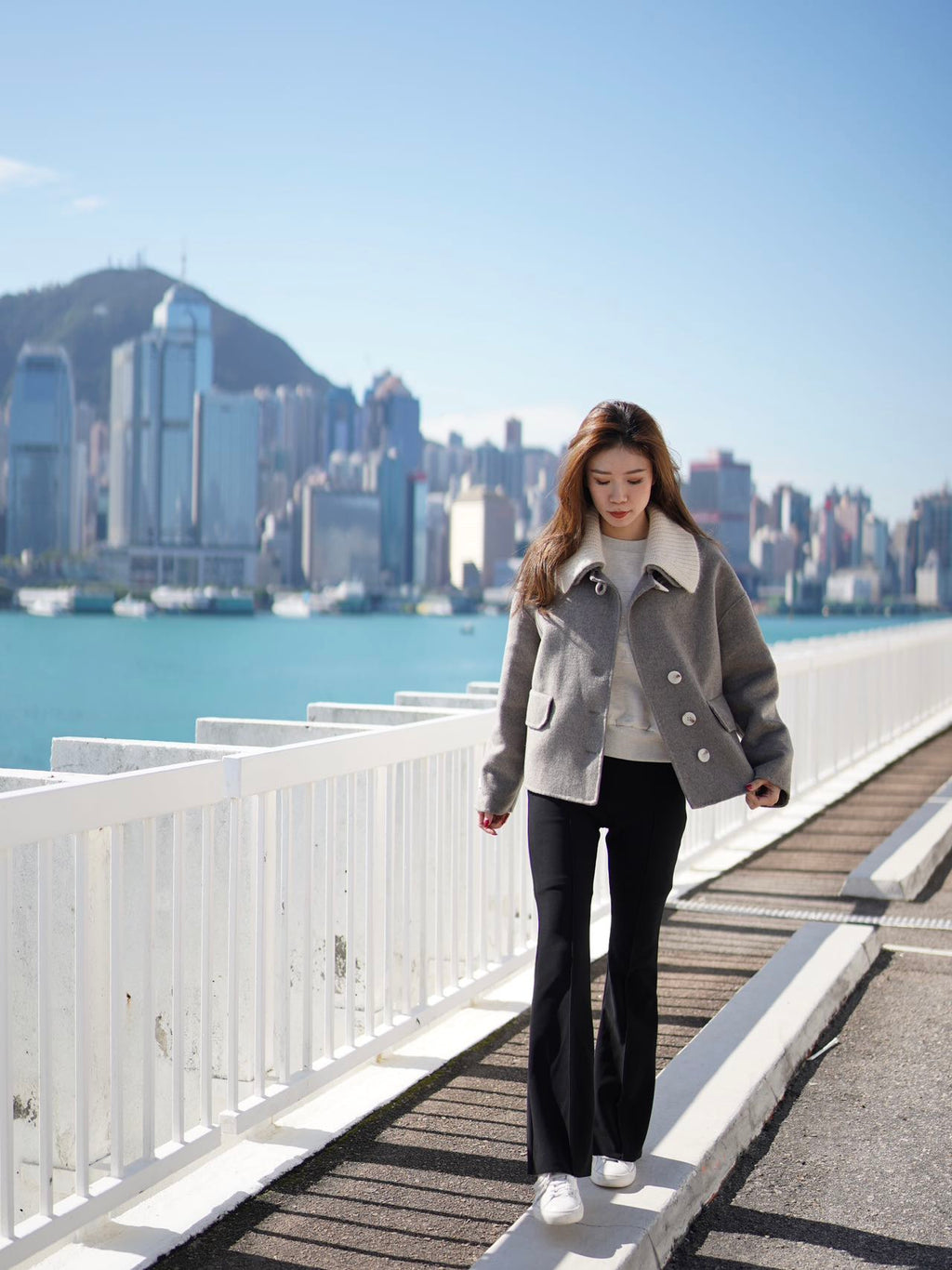 Collar Neck Designed Wool Jacket