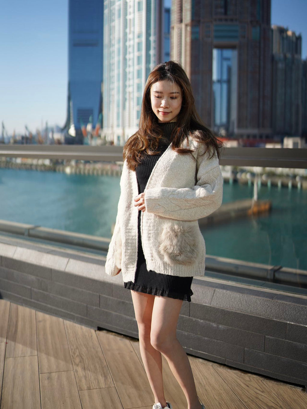 Real Rabbit Fur Cardigan with Belt