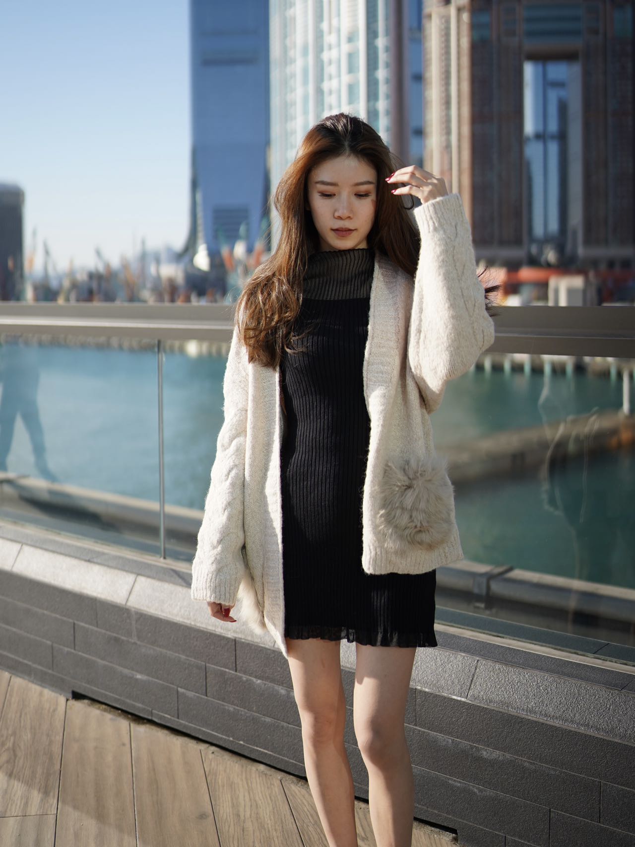 Real Rabbit Fur Cardigan with Belt